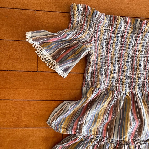 Sz S Parker Beach Smocked Waist Mini skirt and Baby Doll Top - Picture 2 of 7